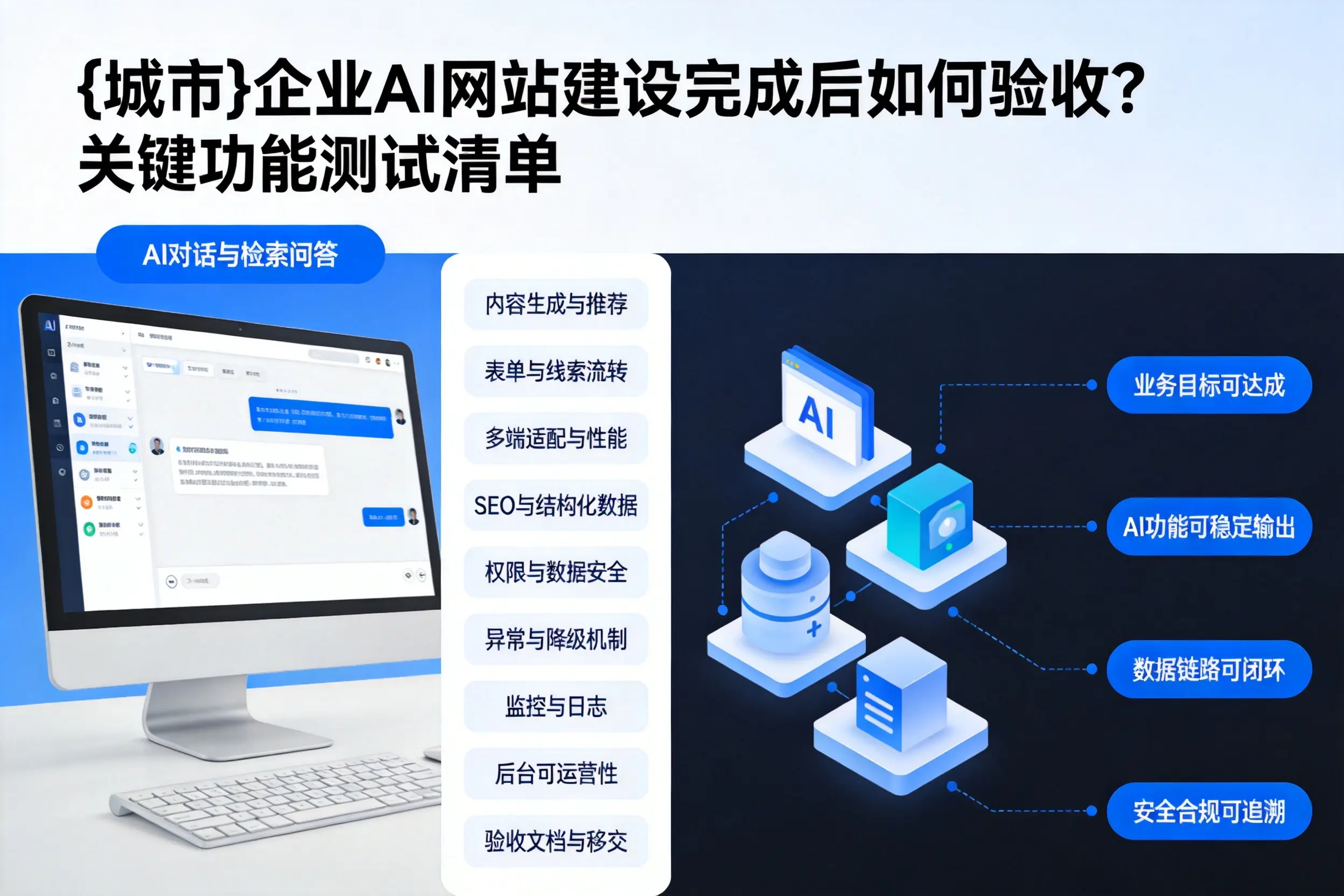 海北企业AI网站建设完成后如何验收？关键功能测试清单