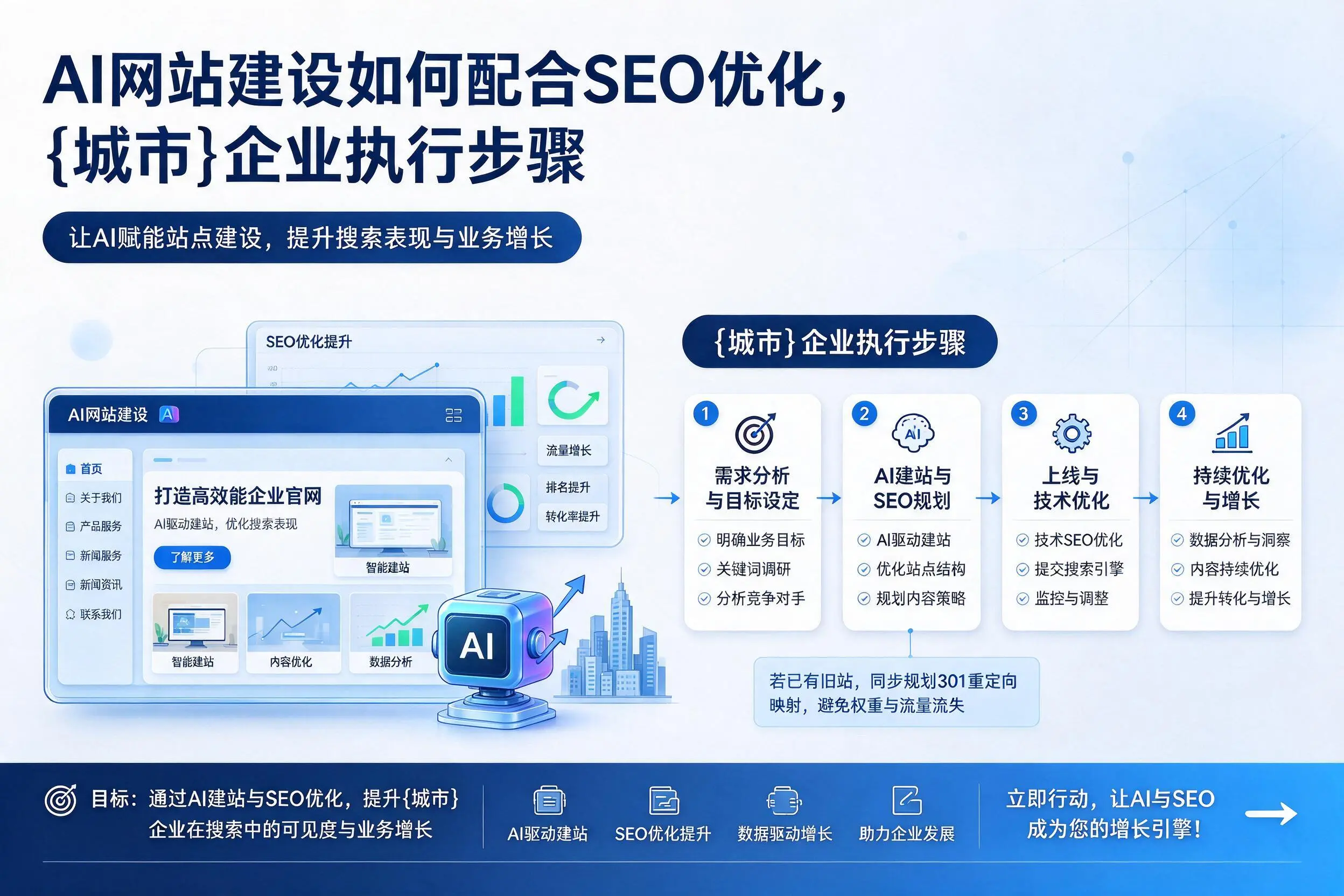AI网站建设如何配合SEO优化,海北企业执行步骤